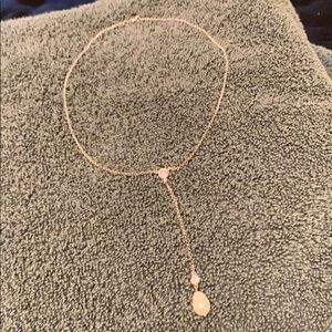 Silver Pearl Lariat Necklace